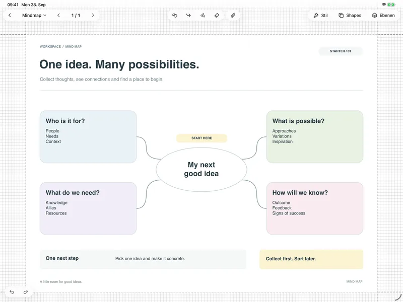 GoatDraw on iPad – Mindmaps: Gedanken sammeln und Zusammenhänge sichtbar machen.